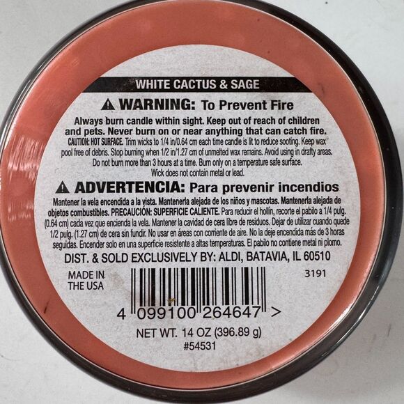 NEW Huntington Home White Cactus & Sage Soy Blend Scented Candle 14oz 3-Wick - Picture 3 of 7